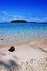The Kingdom Of Tonga in the South Pacfic <br>Vava'u : A coconut washed up on a white sandy beach