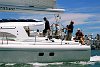 Owen/Clarke high performance 65 footer preforms sea trials in the Waitemata Harbour on a hot January day.<br>Auckland - New Zealand<br>Merfyn Owen at the helm