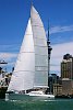 Owen/Clarke high performance 65 footer preforms sea trials in the Waitemata Harbour on a hot January day.<br>Auckland - New Zealand