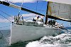 Reichel-Pugh Z86 design &quotPyewacket&quot heads out of Auckland for sea trials on the Hauraki Gulf - starting with a test of the canting keel