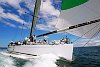 Reichel-Pugh Z86 design &quotPyewacket&quot heads out of Auckland for sea trials on the Hauraki Gulf - starting with a test of the canting keel