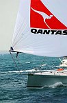 Neville Crichton's yacht Alfa Romeo leads the super yacht fleet to Kawau island to win on line and hadicap<br>The Millenium Cup Regatta<br>Auckland, to Kawau Island race, New Zealand