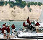 The Millenium Cup Regatta<br>Auckland, to Kawau Island race, New Zealand<br>Destination Fox Harb'r 41.1m / 135.0ft<br>  from Royal Nova Scotia<br>  IRC: 1.520<br>Denins Conner at the wheel