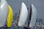 The Millenium Cup Regatta<br>Auckland, to Kawau Island race, New Zealand<br>The super yachts get off to a great start with the auckland city sky line as a backdrop