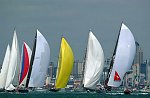 The Millenium Cup Regatta<br>Auckland, to Kawau Island race, New Zealand<br>The super yachts get off to a great start with the auckland city sky line as a backdrop