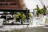 illbruck Challenge at the start of the 2001 Fastnet; John Kostecki helming, Mark Christensen behind him on tactics. Cowes, UK